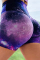 High Waist Yoga Scrunchy Shorts - Universe Purple