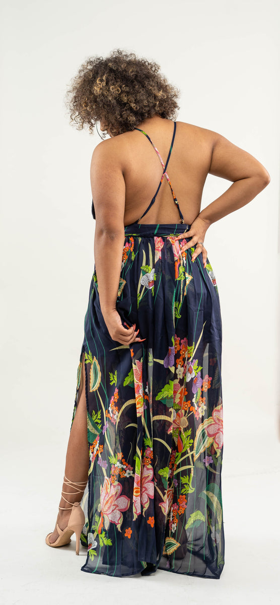 chrissy floral maxi dress Chrissy Sleeveless Floral Embroidery Maxi Dress