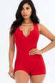 Red Ribbed Romper