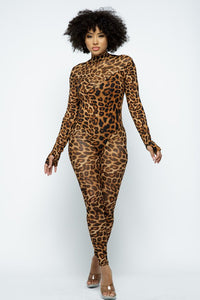 Mesh Leopard Bodysuit Set