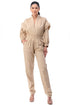 Beige Utility Long Sleeve Jumpsuit