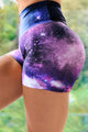 High Waist Yoga Scrunchy Shorts - Universe Purple