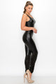 Braelyn Faux Leather Jumpsuit - Black