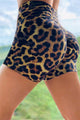 High Waist Yoga Scrunchy Shorts - Leopard