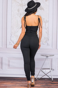 Ruched Jumpsuit With Waist Wrap