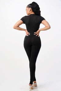 Draw the Line Detail Fitted Jumpsuit - Black