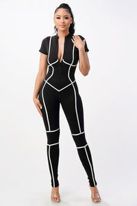 Draw the Line Detail Fitted Jumpsuit - Black