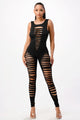 Tears Tank Style Fitted Jumpsuit - Black
