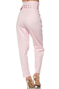 Jolie High Waist Paperbag Pants - Blush - Classic Chic Couture™
