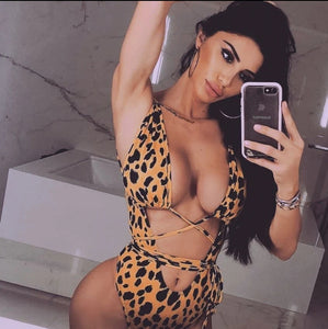 Wrap String Leopard Print Swimsuit