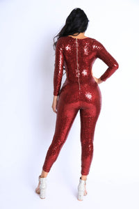 Vegas Nights Red Sequence Jumpsuit