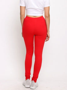 Cute and Cozy Ruched Pants -Red