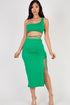 Kelly Green Crop Top Skirt Set